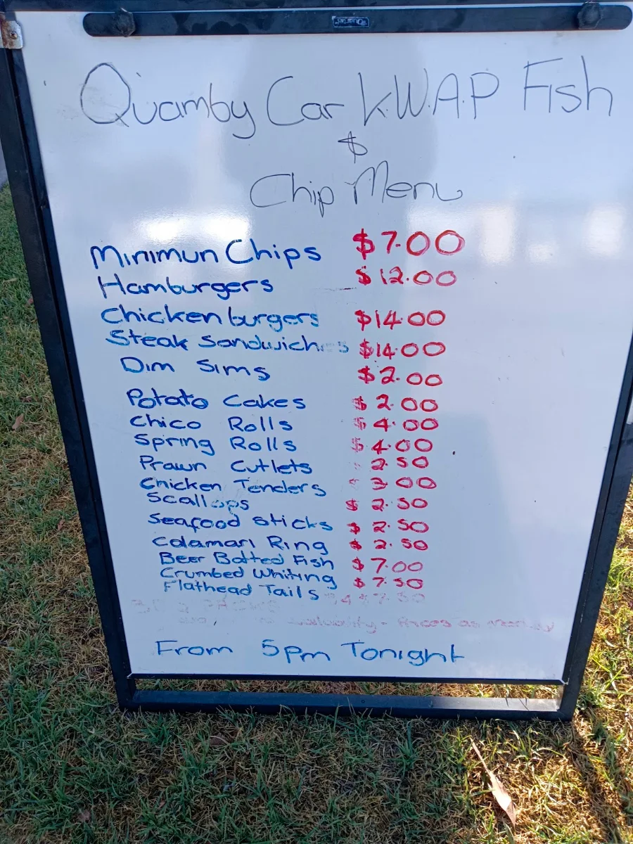 Menu, Quamby Car KWAP and Coffee