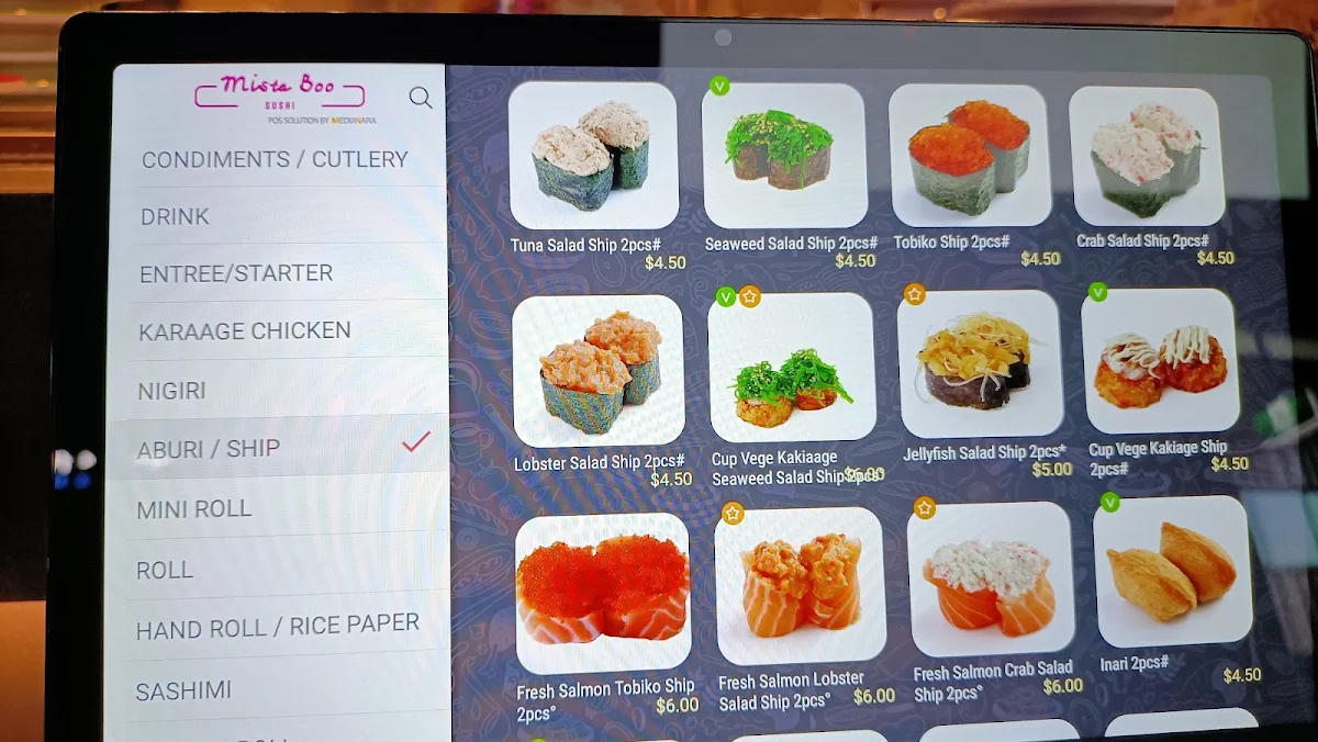 Menu, Mistaboo Sushi on Train - Yeerongpilly