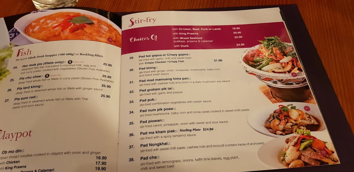 Menu, Nongkhai Thai Eltham