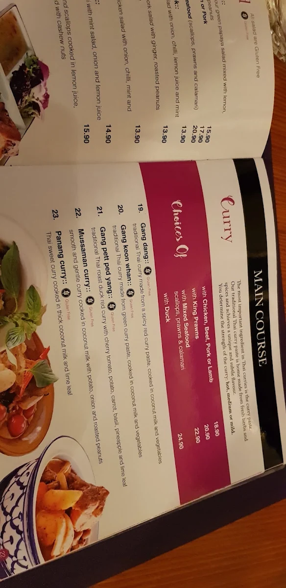 Menu, Nongkhai Thai Eltham