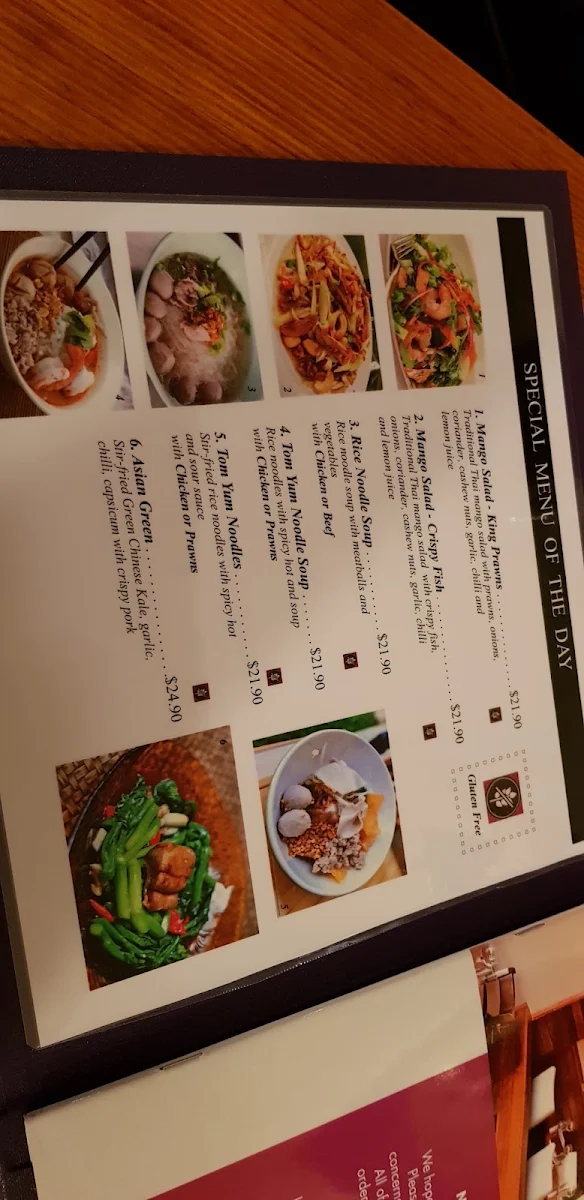Menu, Nongkhai Thai Eltham