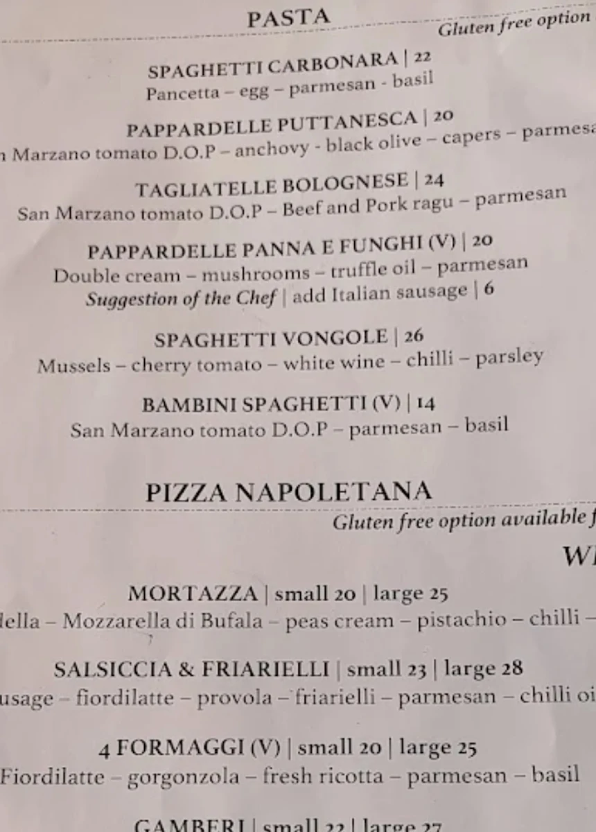 Menu, Alfonsino's