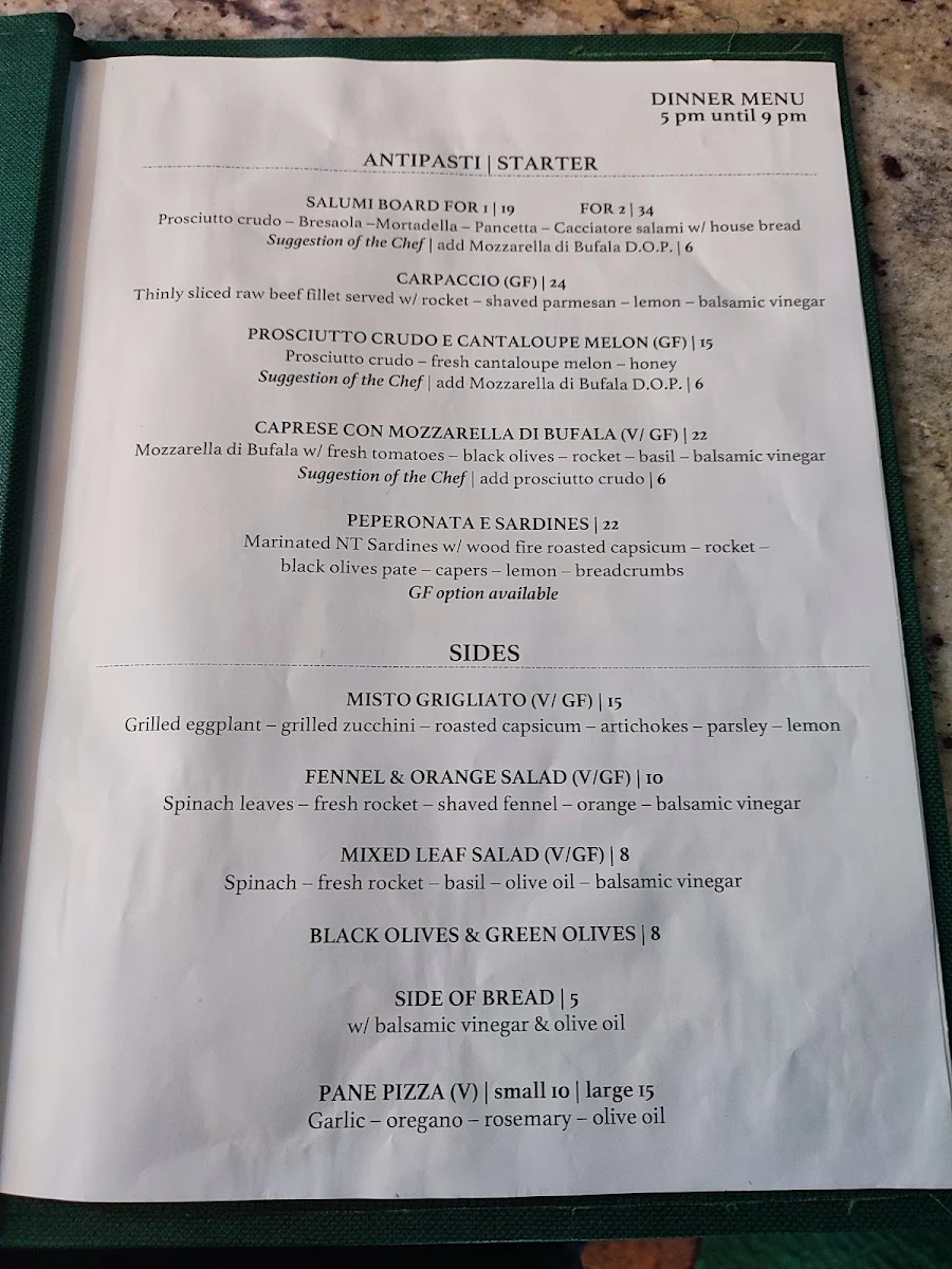 Menu, Alfonsino's