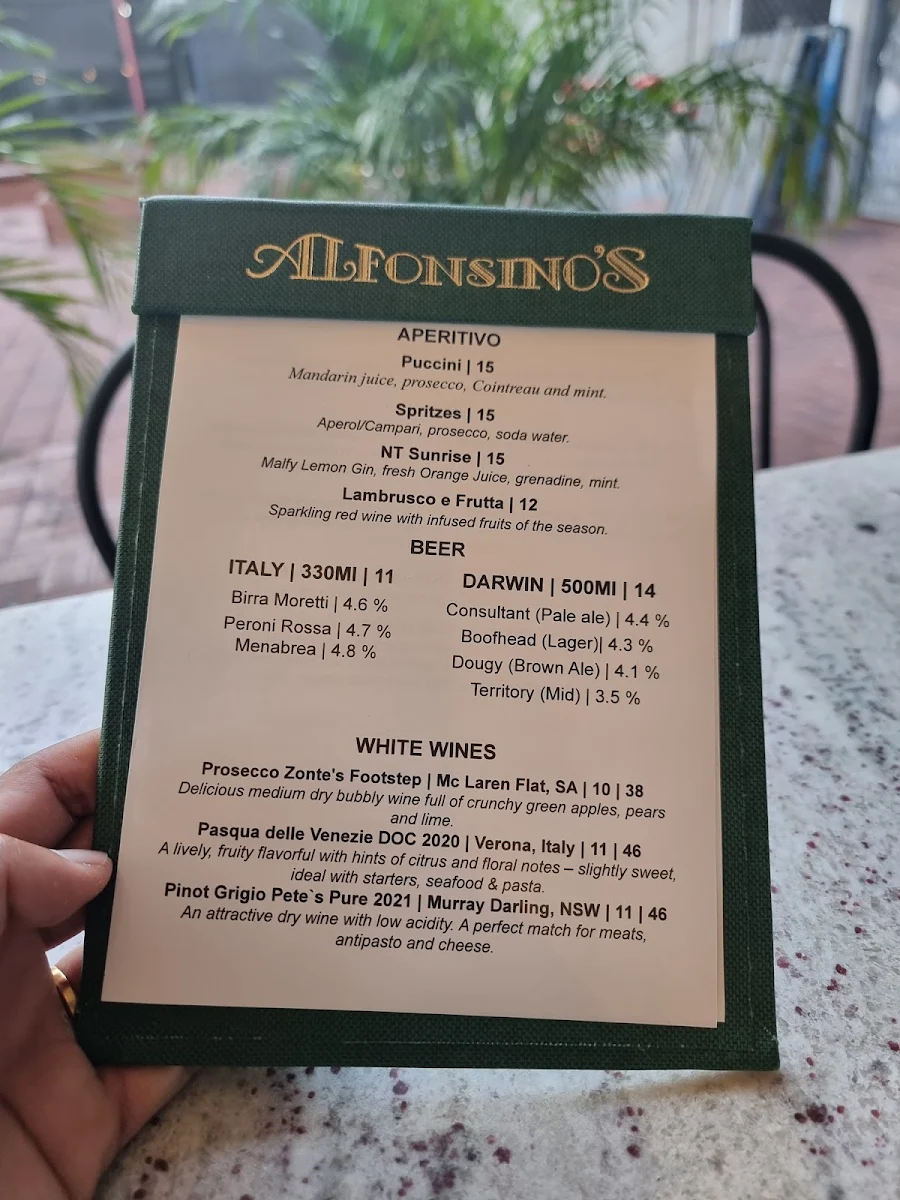 Menu, Alfonsino's