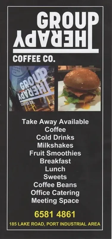 Menu, Group Therapy Coffee