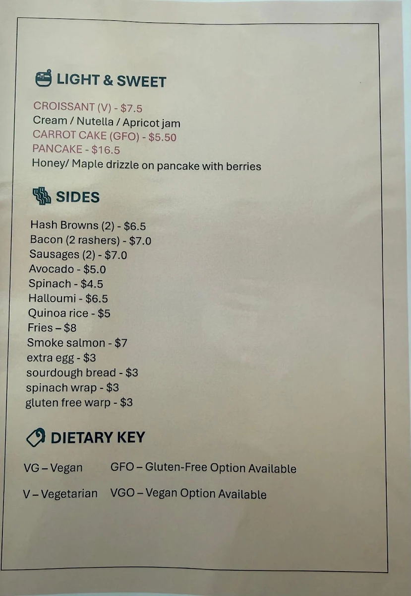 Menu, Peter Cat