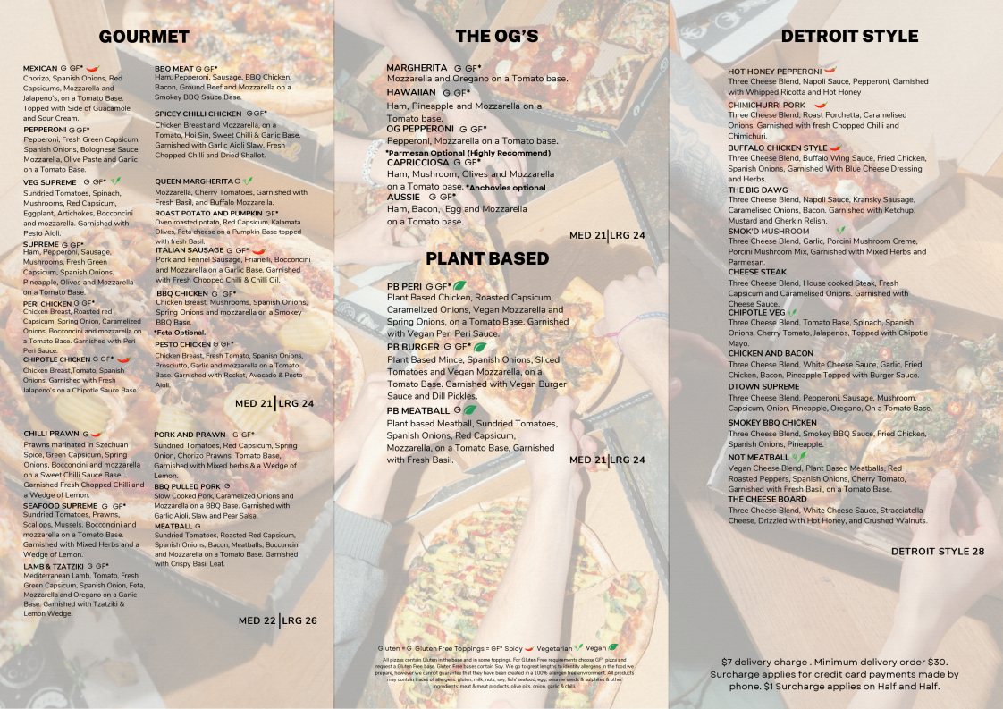 Menu, Slice'd Pizza Beaconsfield