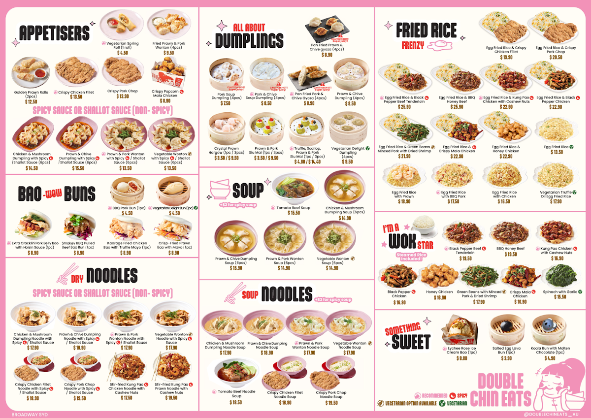 Menu, Double Chin Eats (双囍) - Broadway