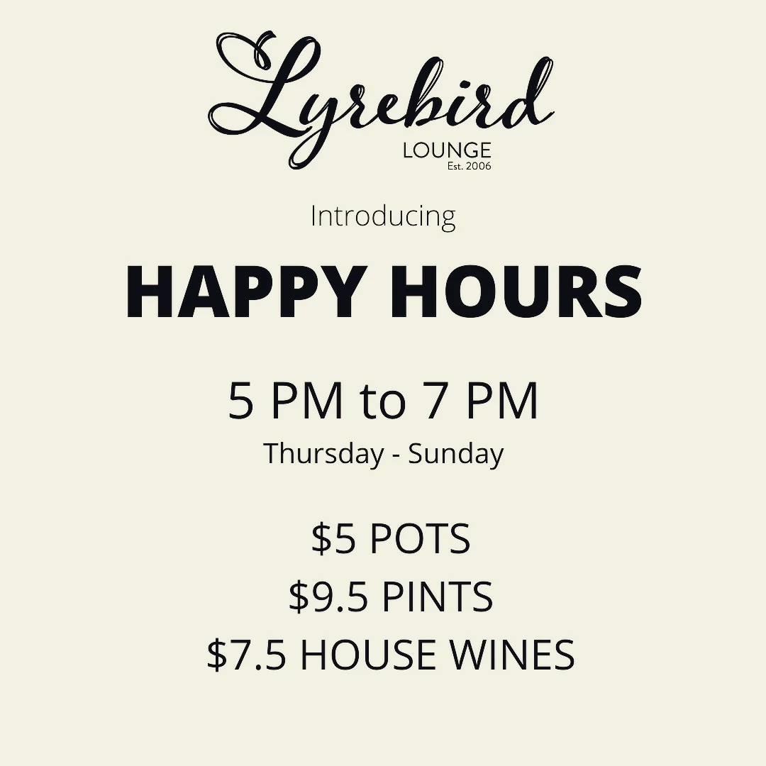Menu, Lyrebird Lounge