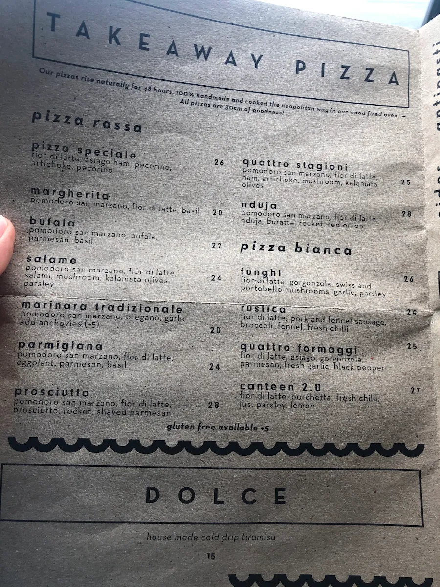 Menu, Canteen Pizza