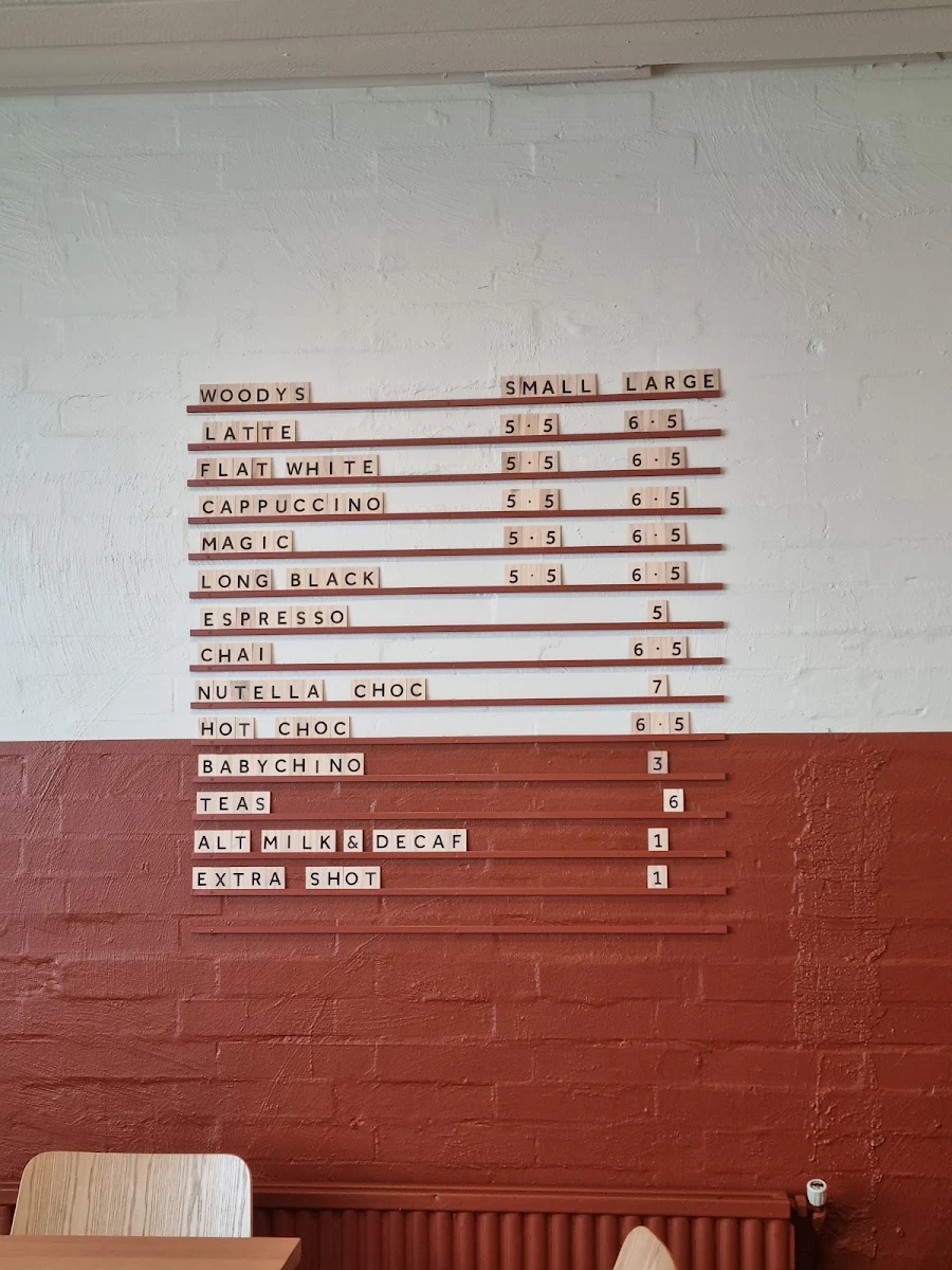 Menu, Woody's Cafe