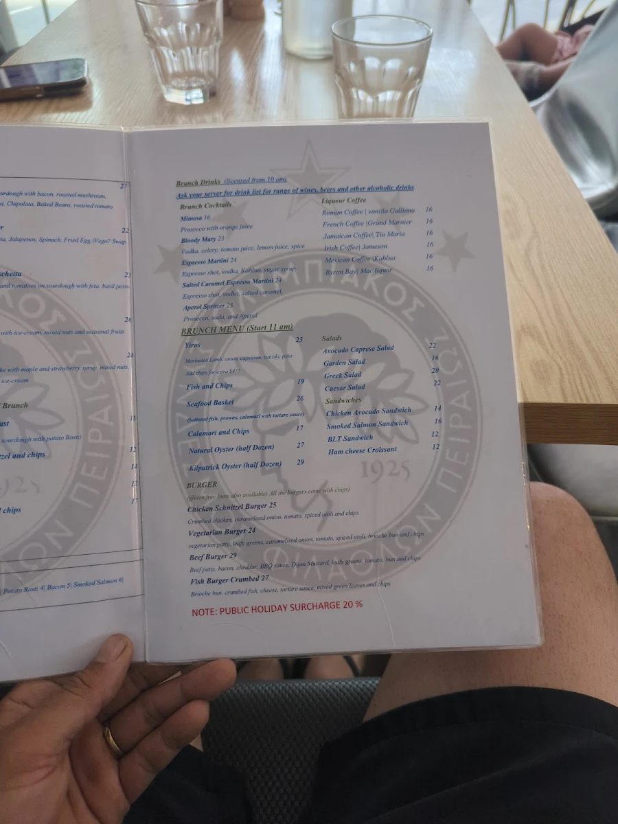 Menu, Unicorn Seafood Restaurant Broadbeach