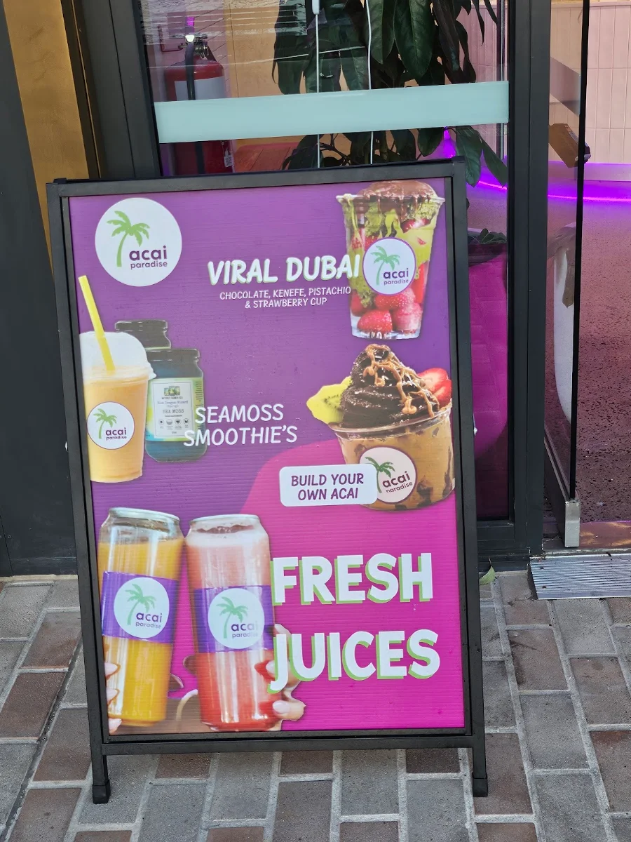 Menu, Acai Paradise