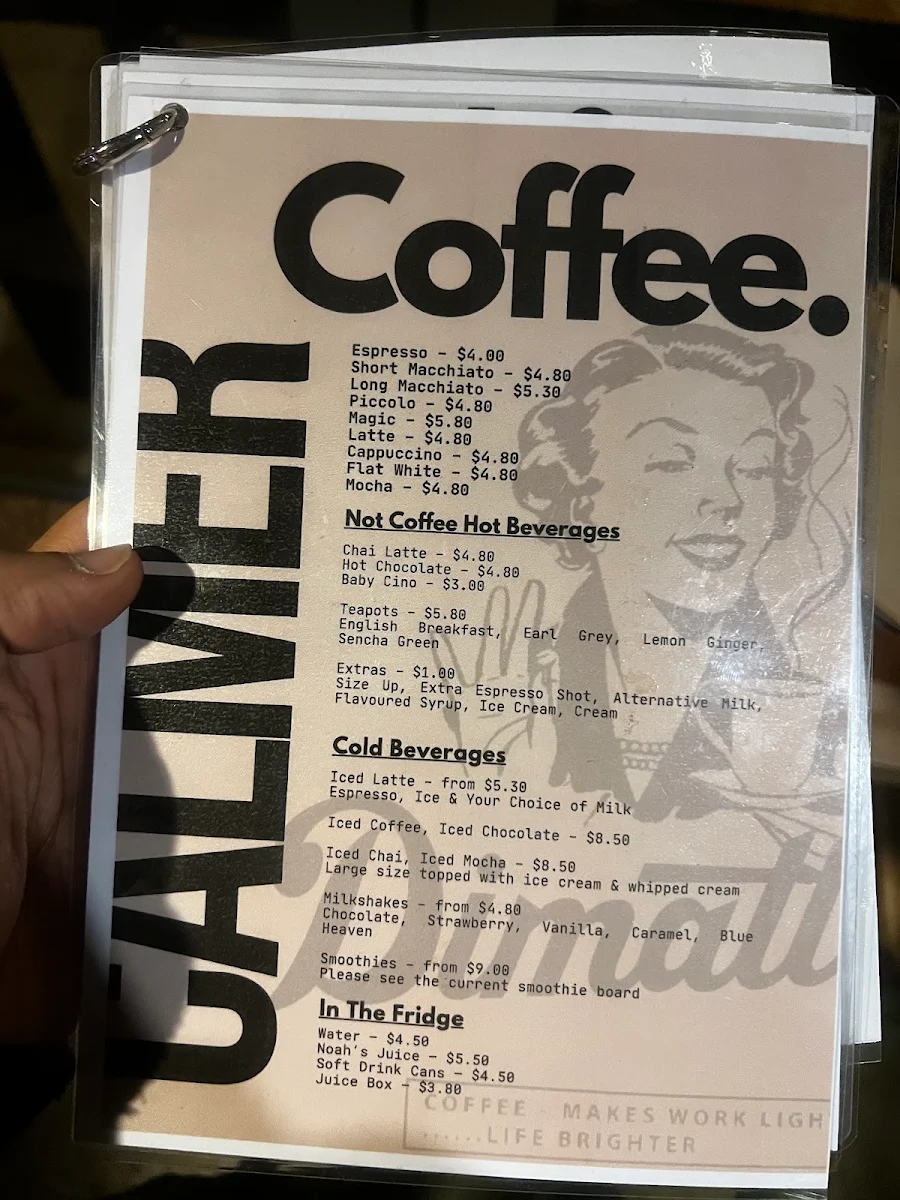 Menu, Calmer Cafe