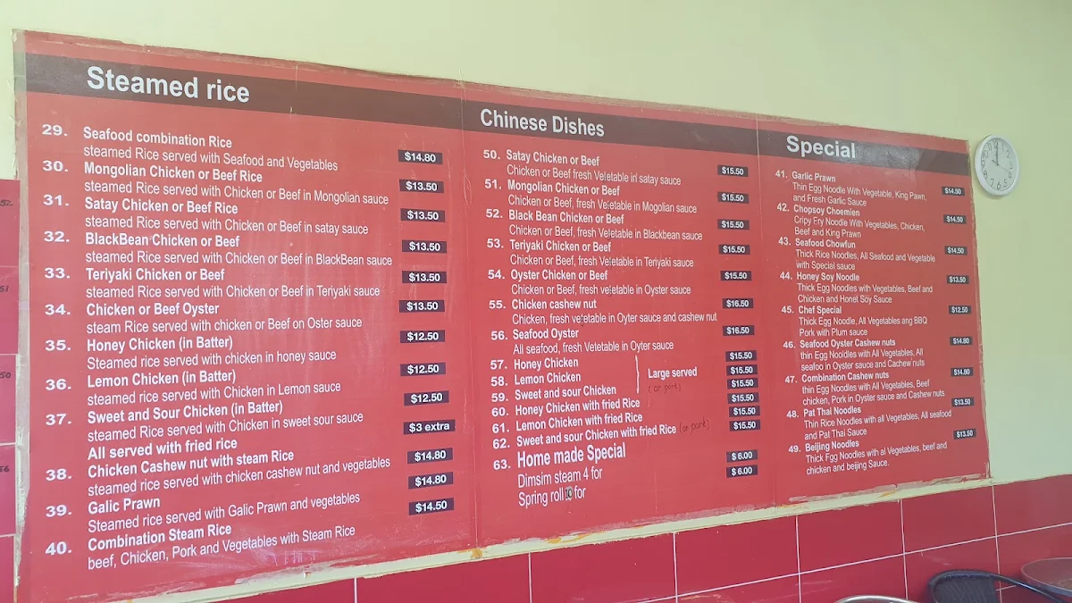 Menu, Noodle Cuisine Bar