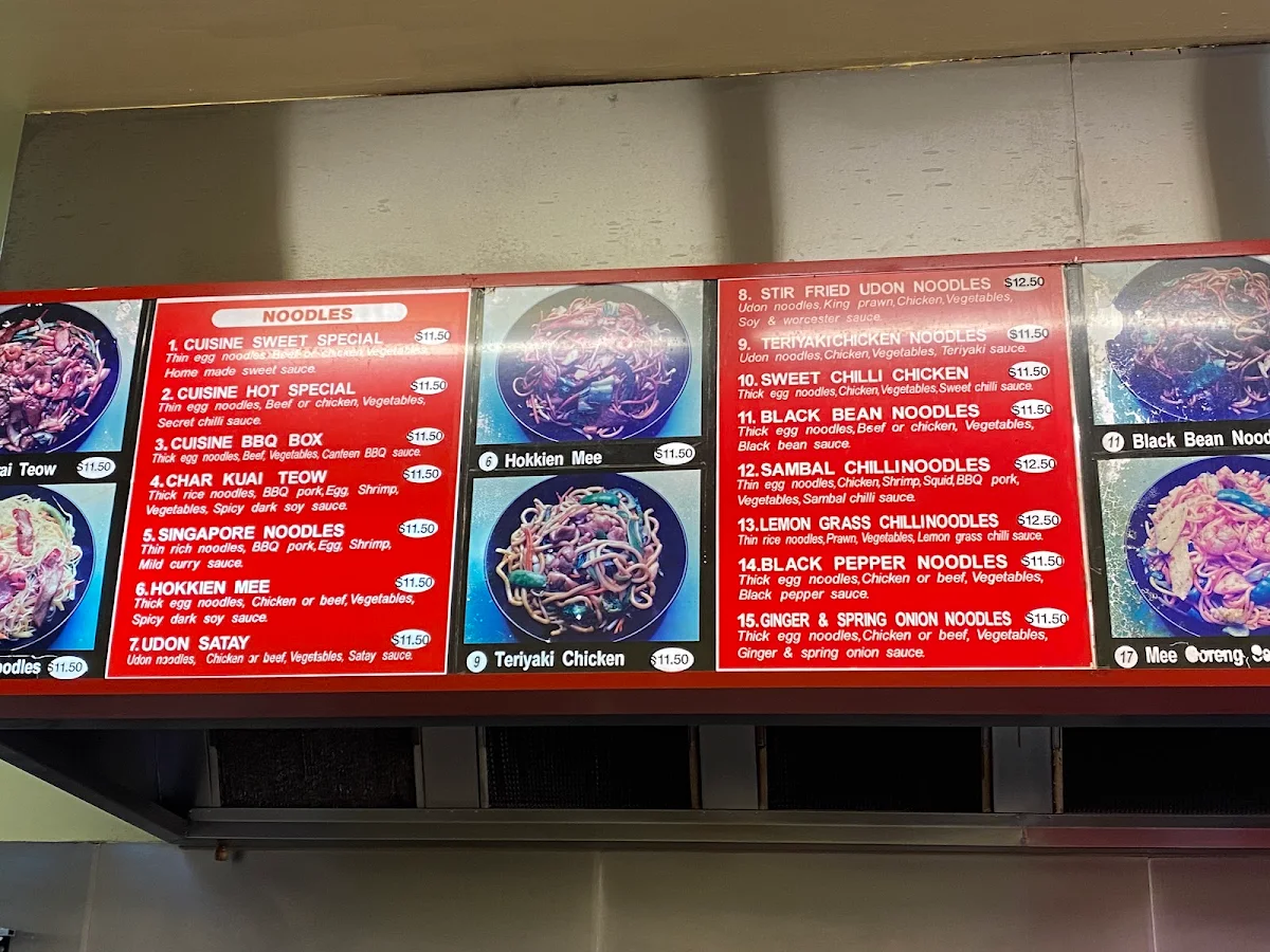 Menu, Noodle Cuisine Bar