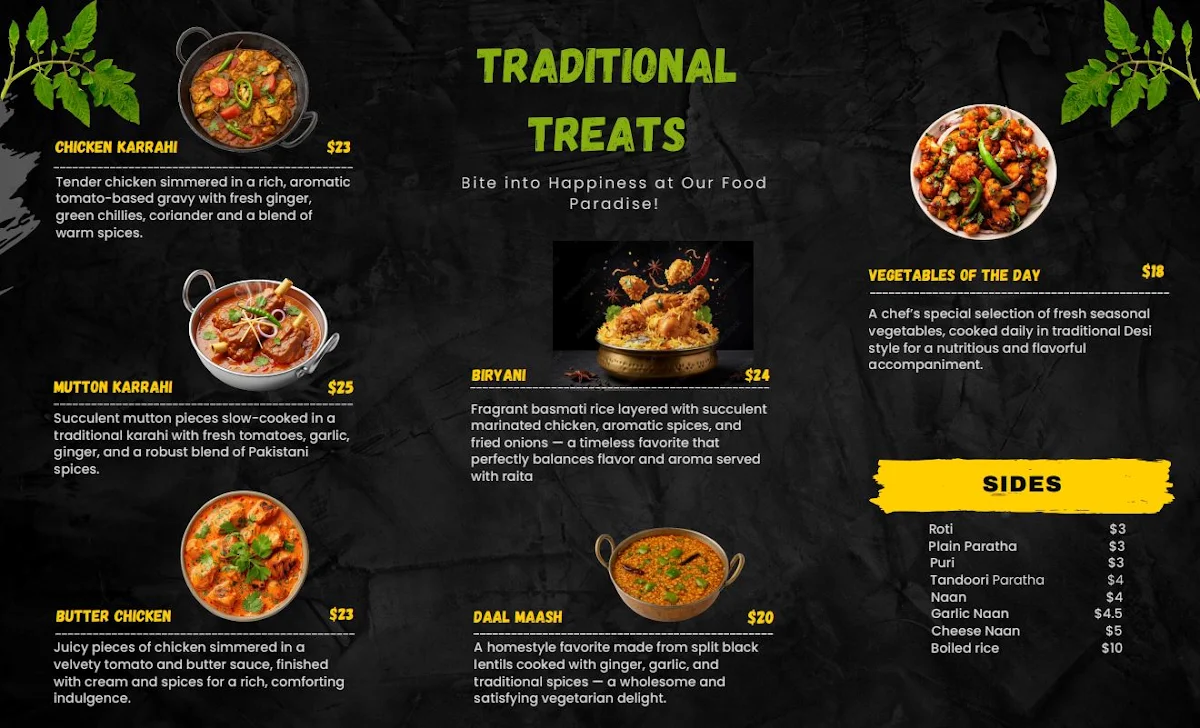 Menu, Darcy's Cafe