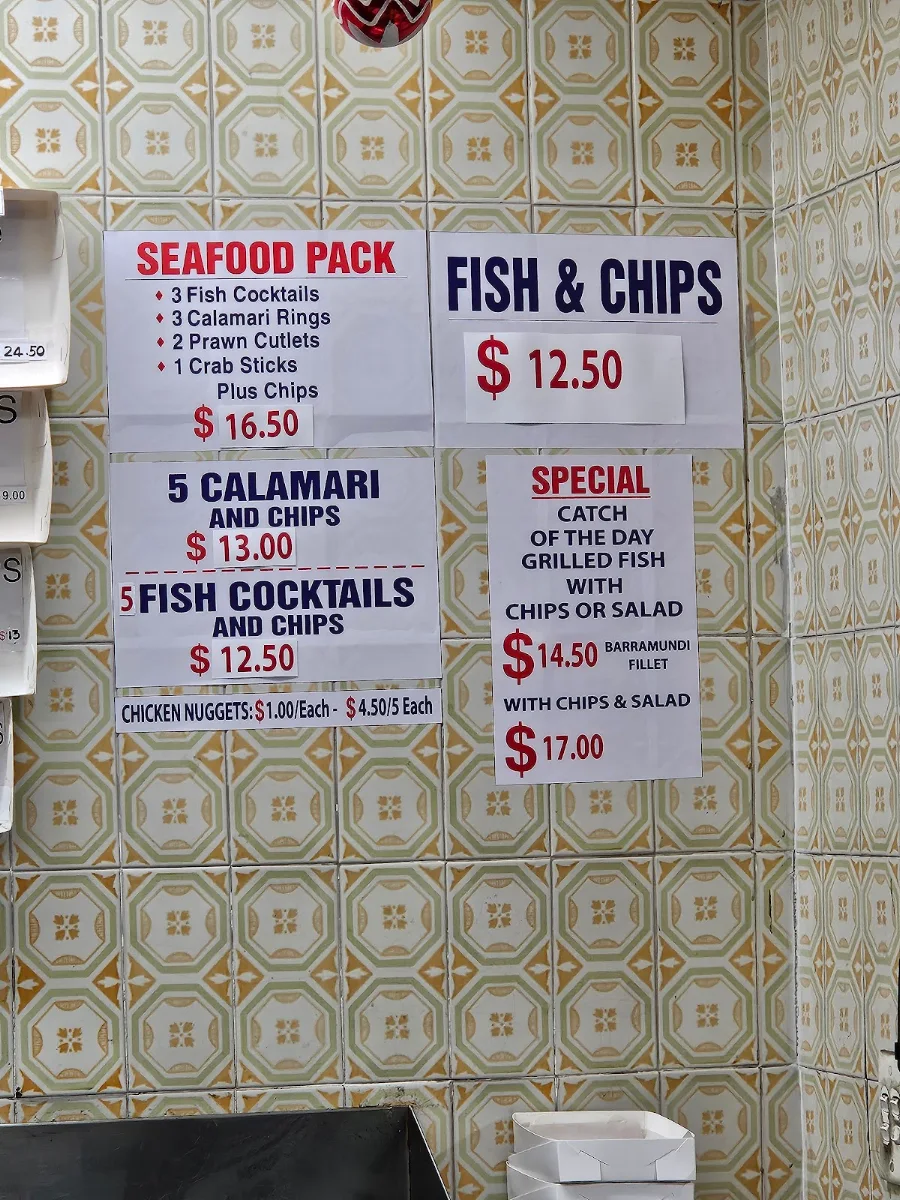 Menu, Gordon Fish & Chips