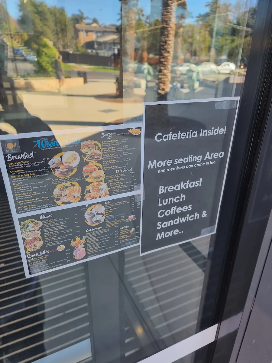 Menu, Waves Cafe