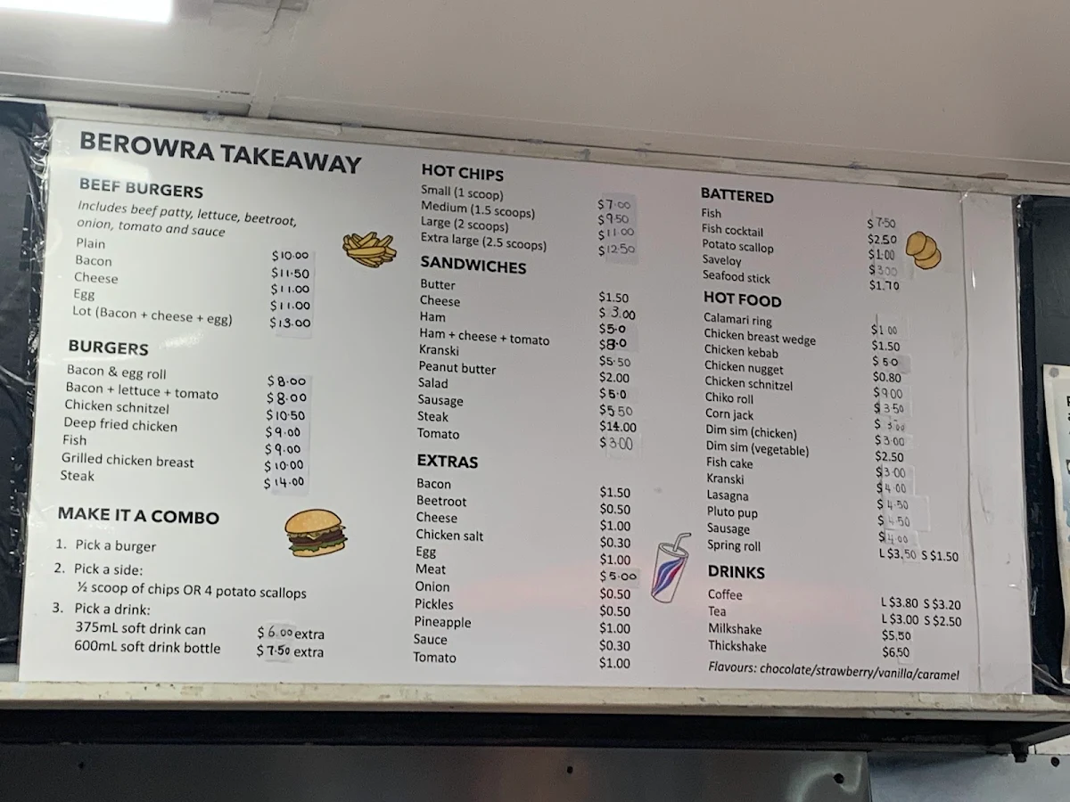 Menu, Berowra Takeaway