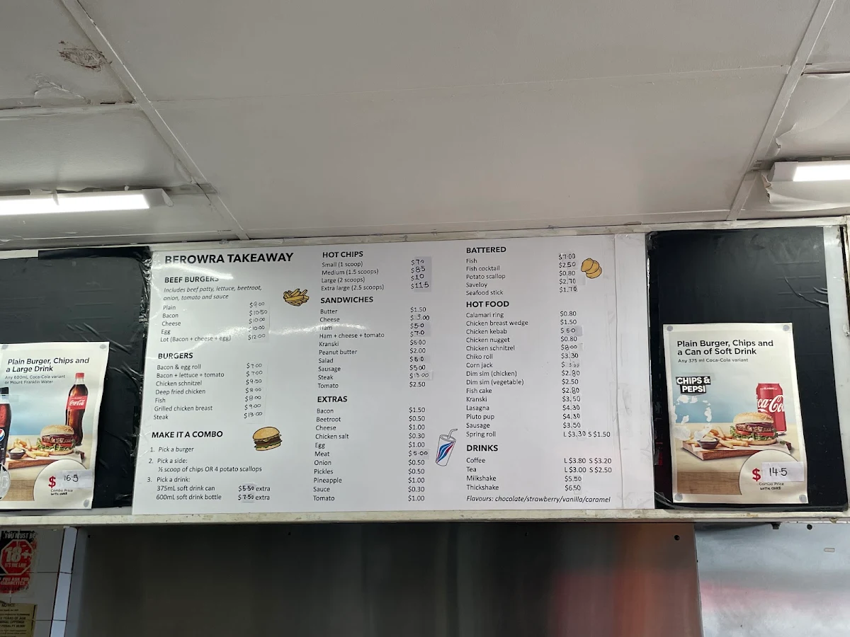 Menu, Berowra Takeaway