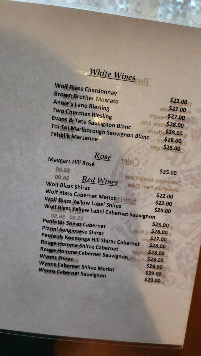 Menu, Flam Shan