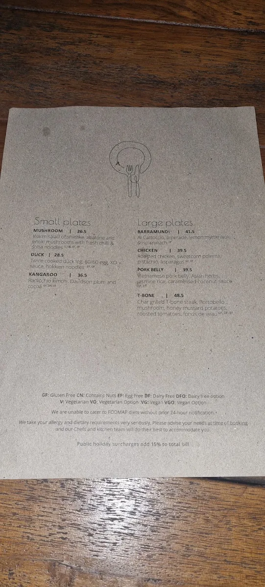 Menu, PumpHouse Kununurra