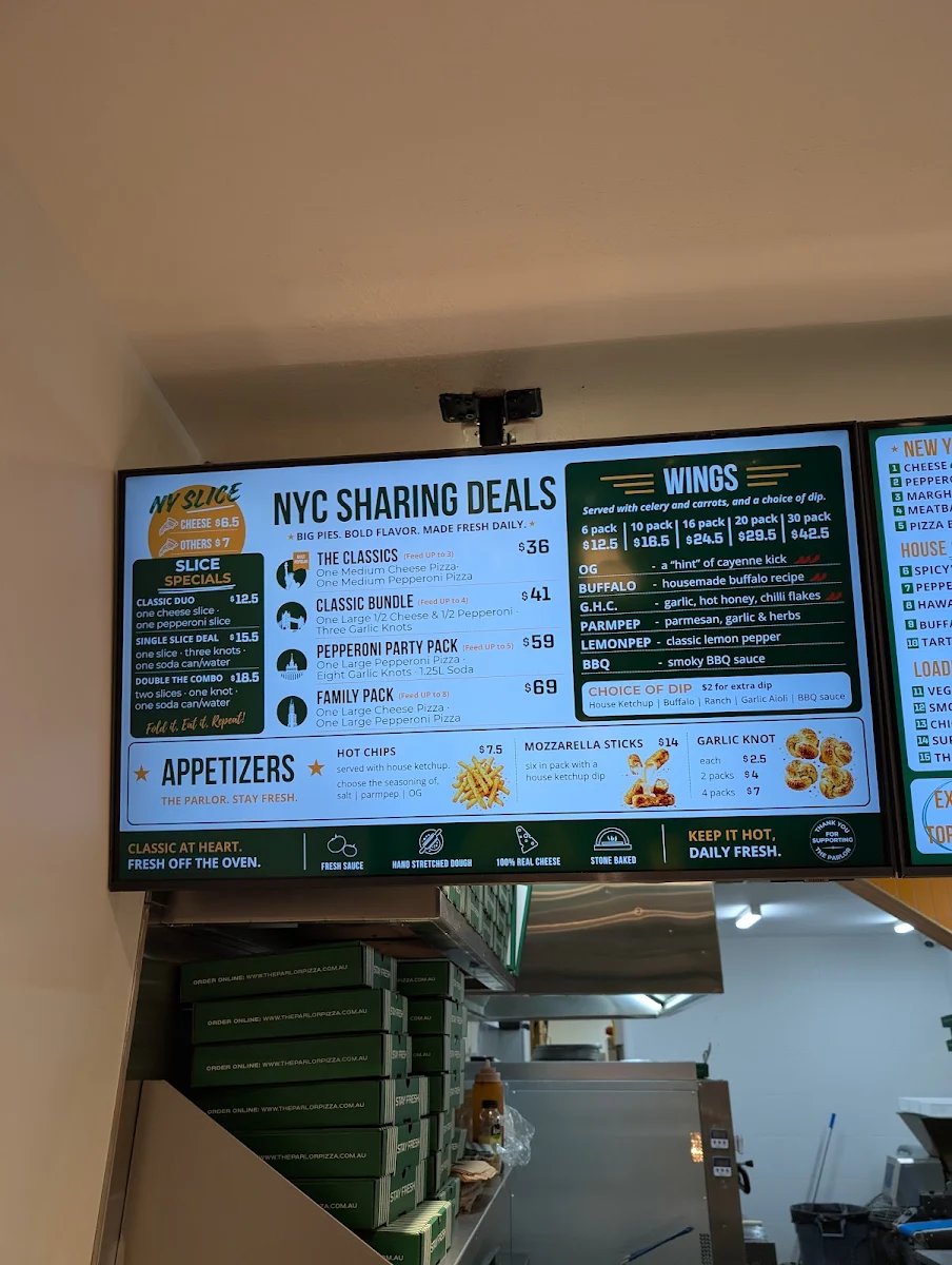 Menu, The Parlor Pizza