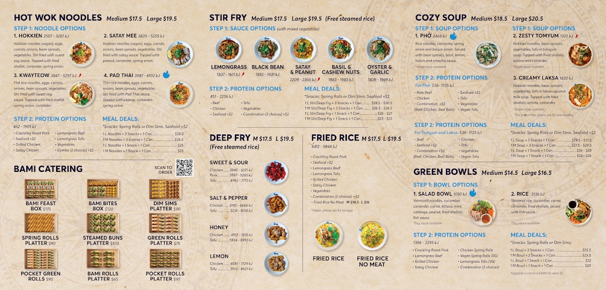 Menu, Bami Henley