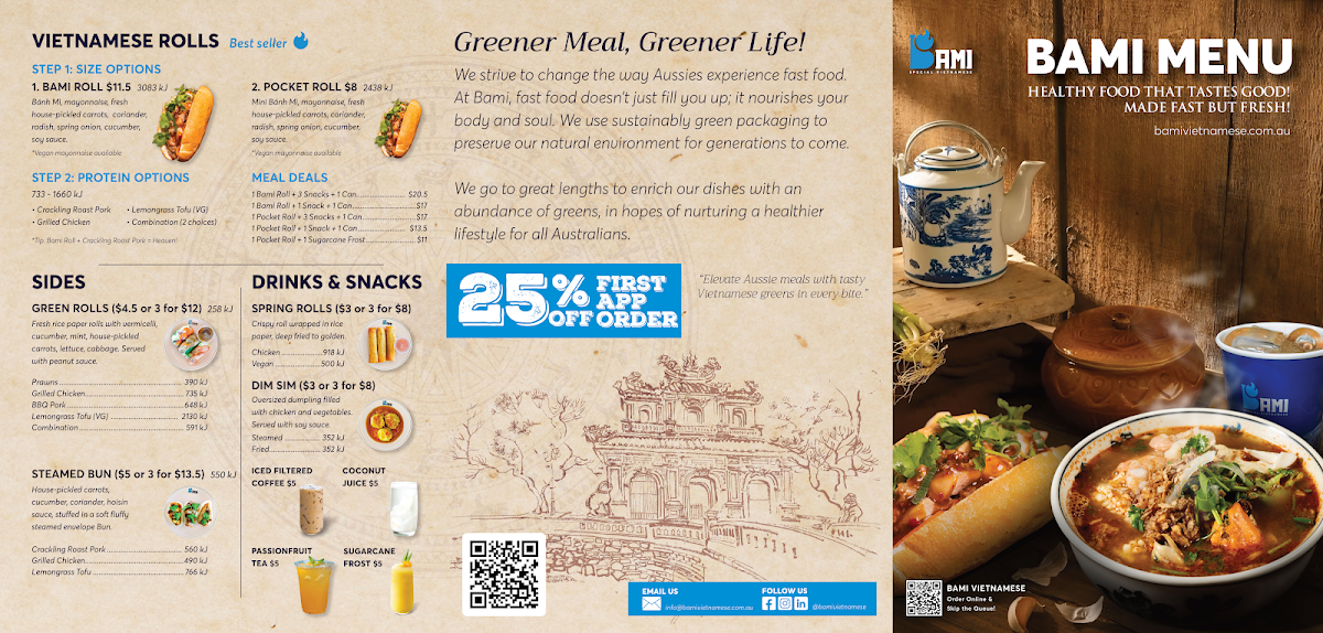 Menu, Bami Henley