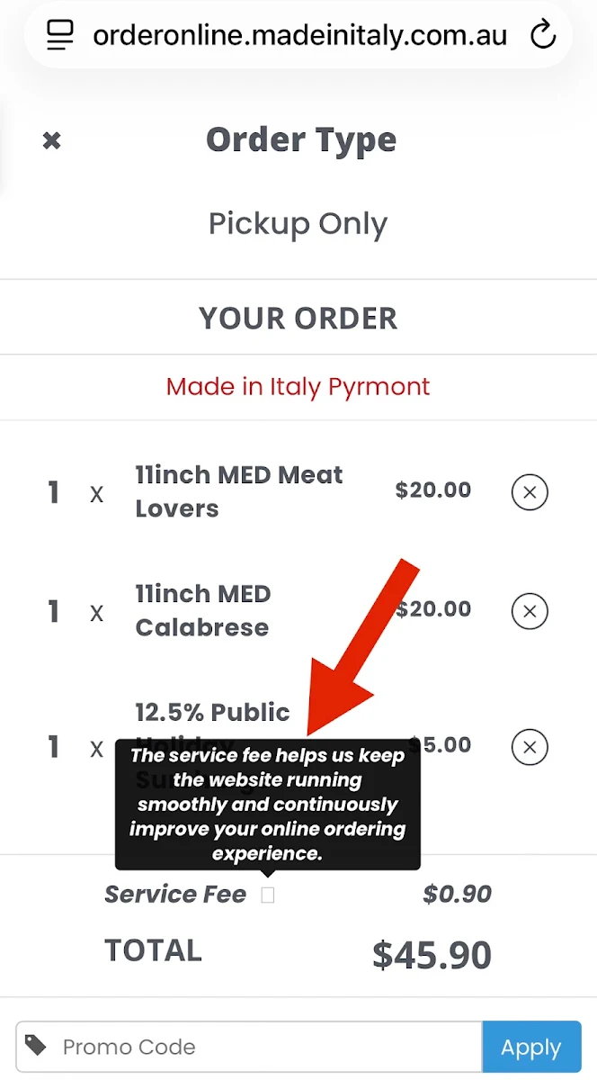 Menu, Made In Italy Pyrmont Pizza & Pasta