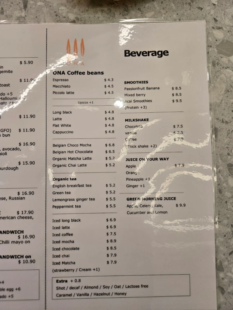 Menu, Bliss Bless Cafe