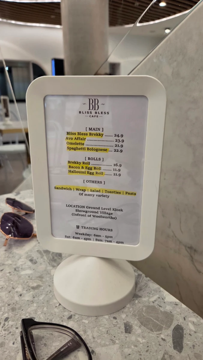Menu, Bliss Bless Cafe