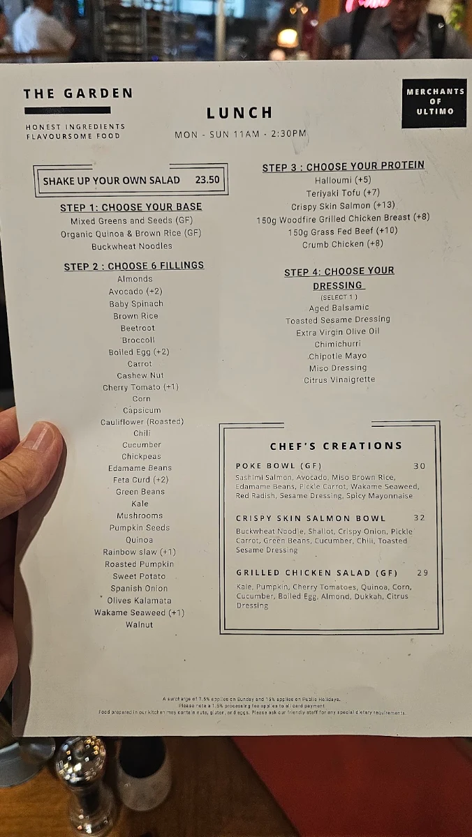 Menu, Merchants of Ultimo
