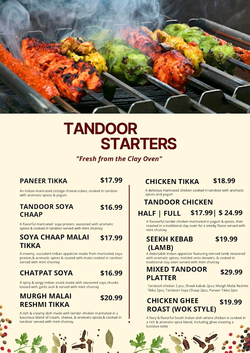 Menu, Dosa Hut Indian Restaurant Shepparton