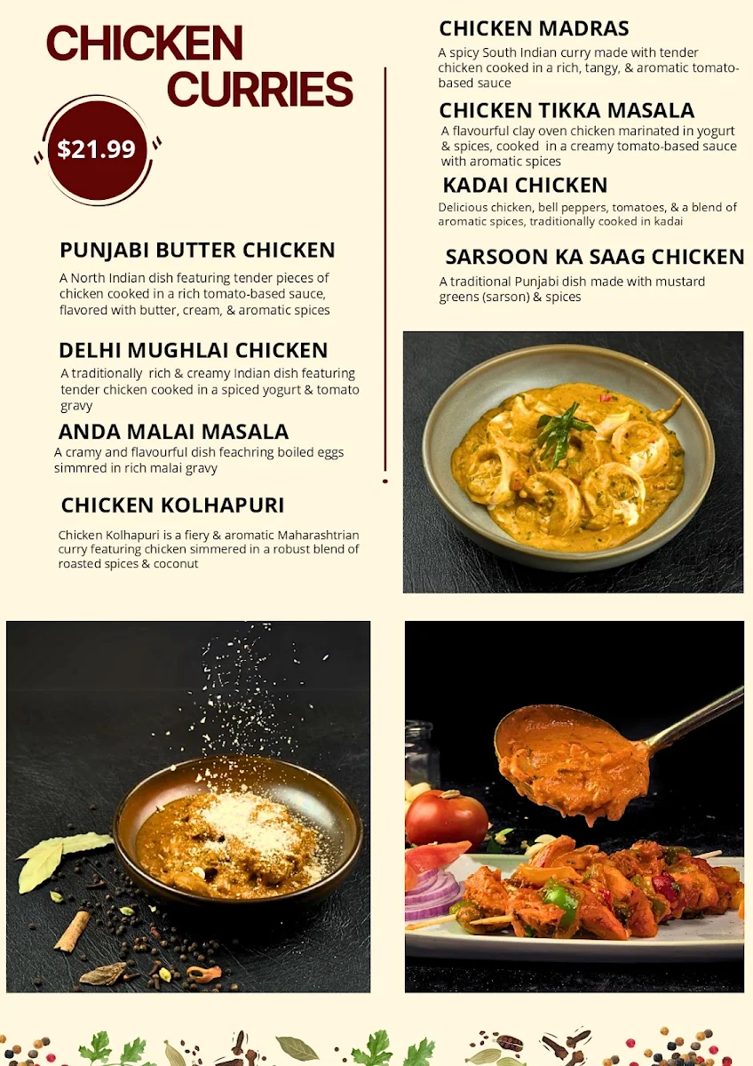 Menu, Dosa Hut Indian Restaurant Shepparton