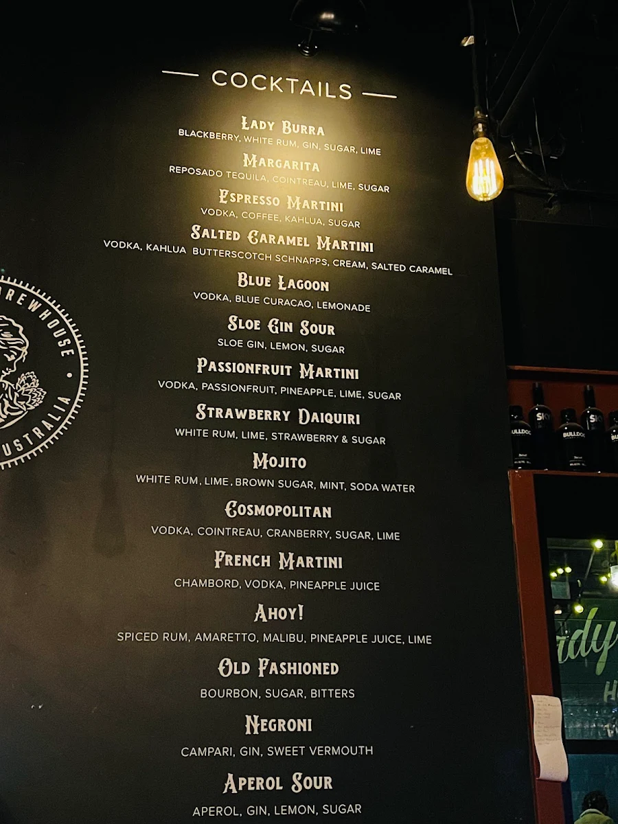 Menu, Lady Burra Brewhouse