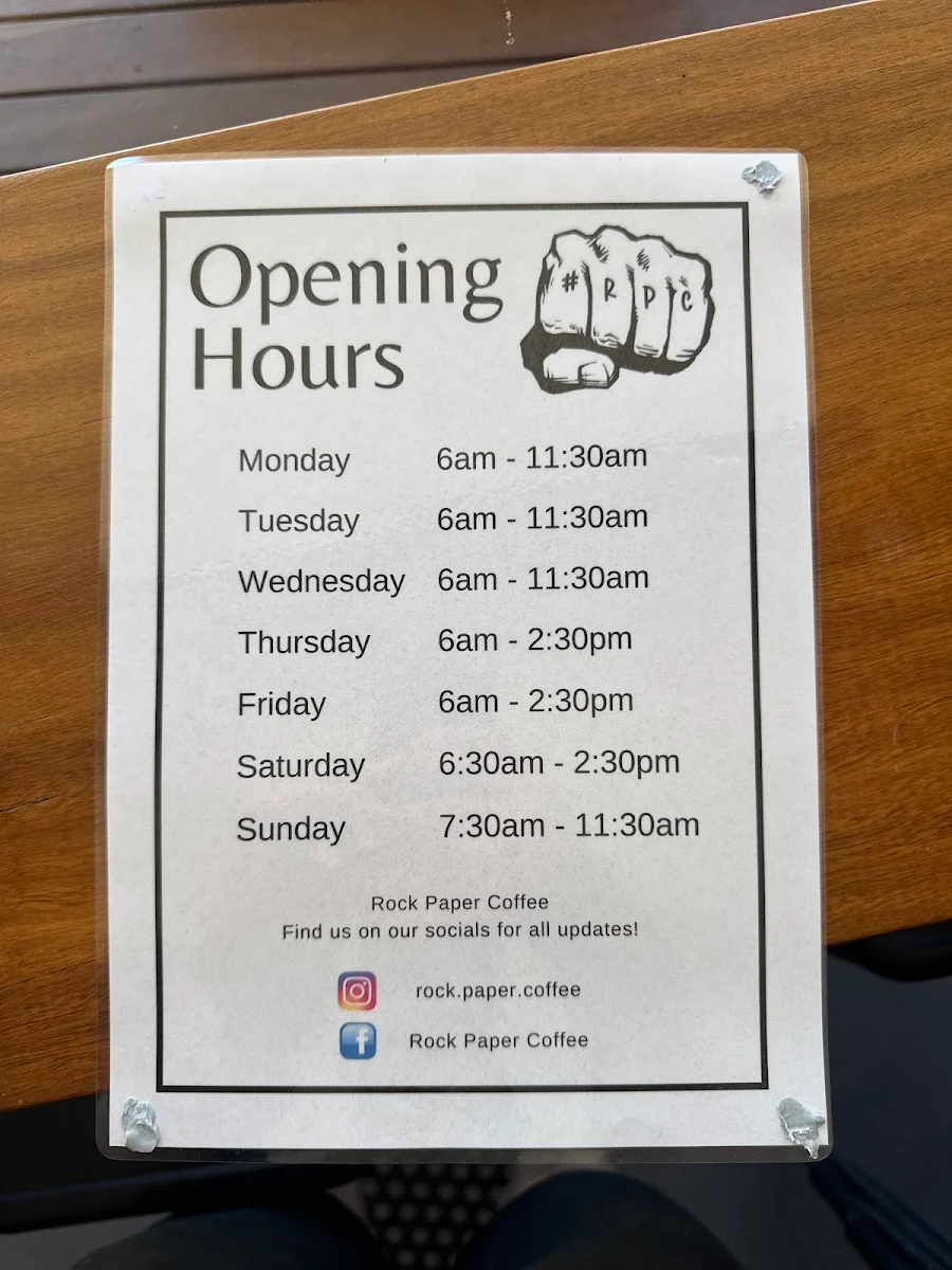 Menu, Rock Paper Coffee