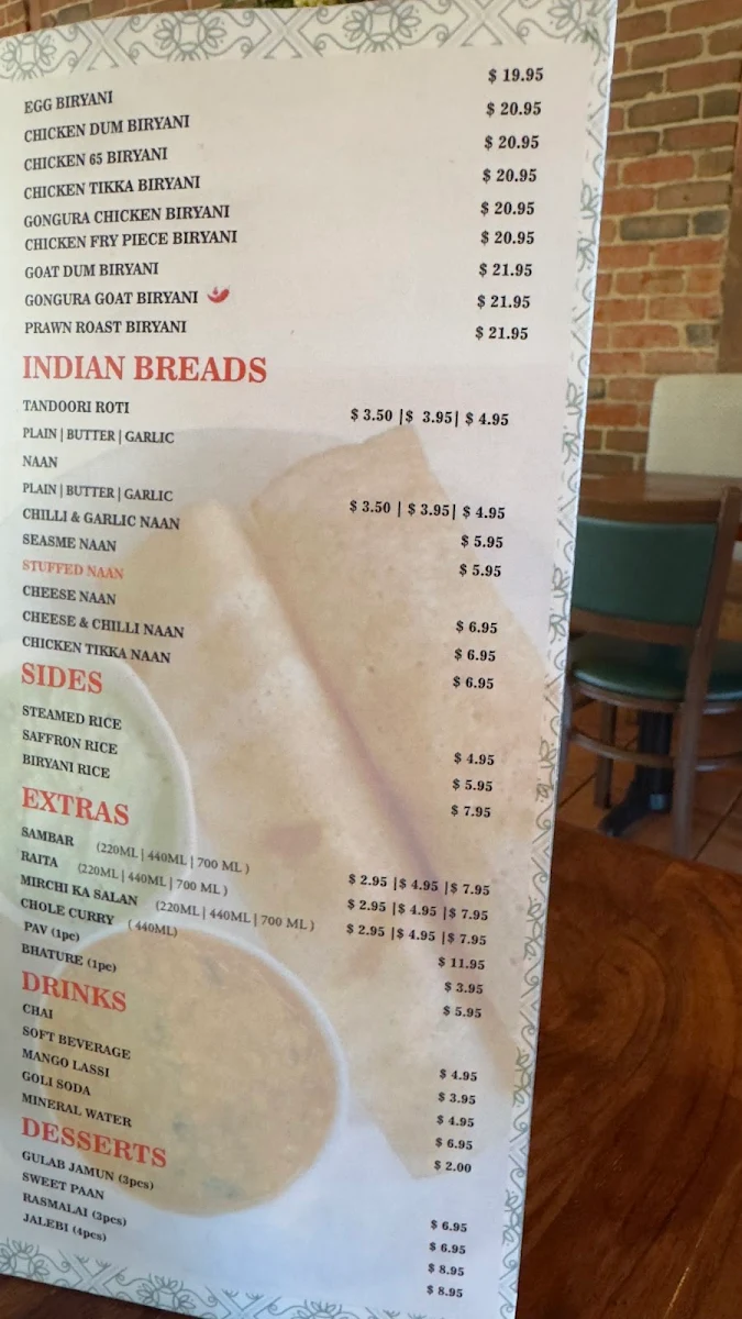 Menu, Dosa Hut Indian Restaurant Ballarat
