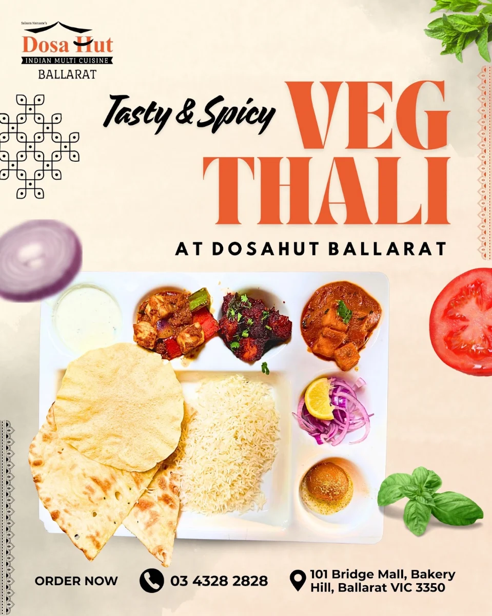 Menu, Dosa Hut Indian Restaurant Ballarat
