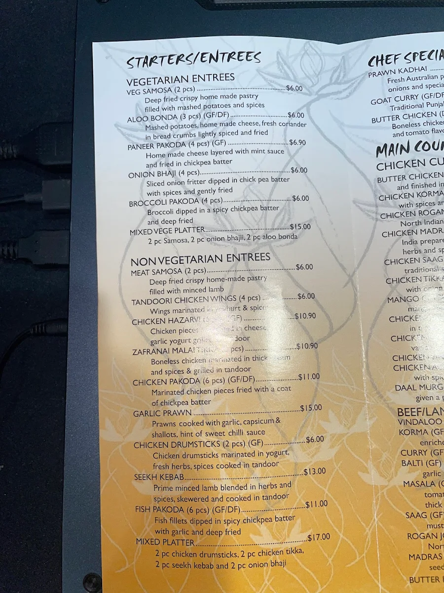 Menu, Choice of India Narangba