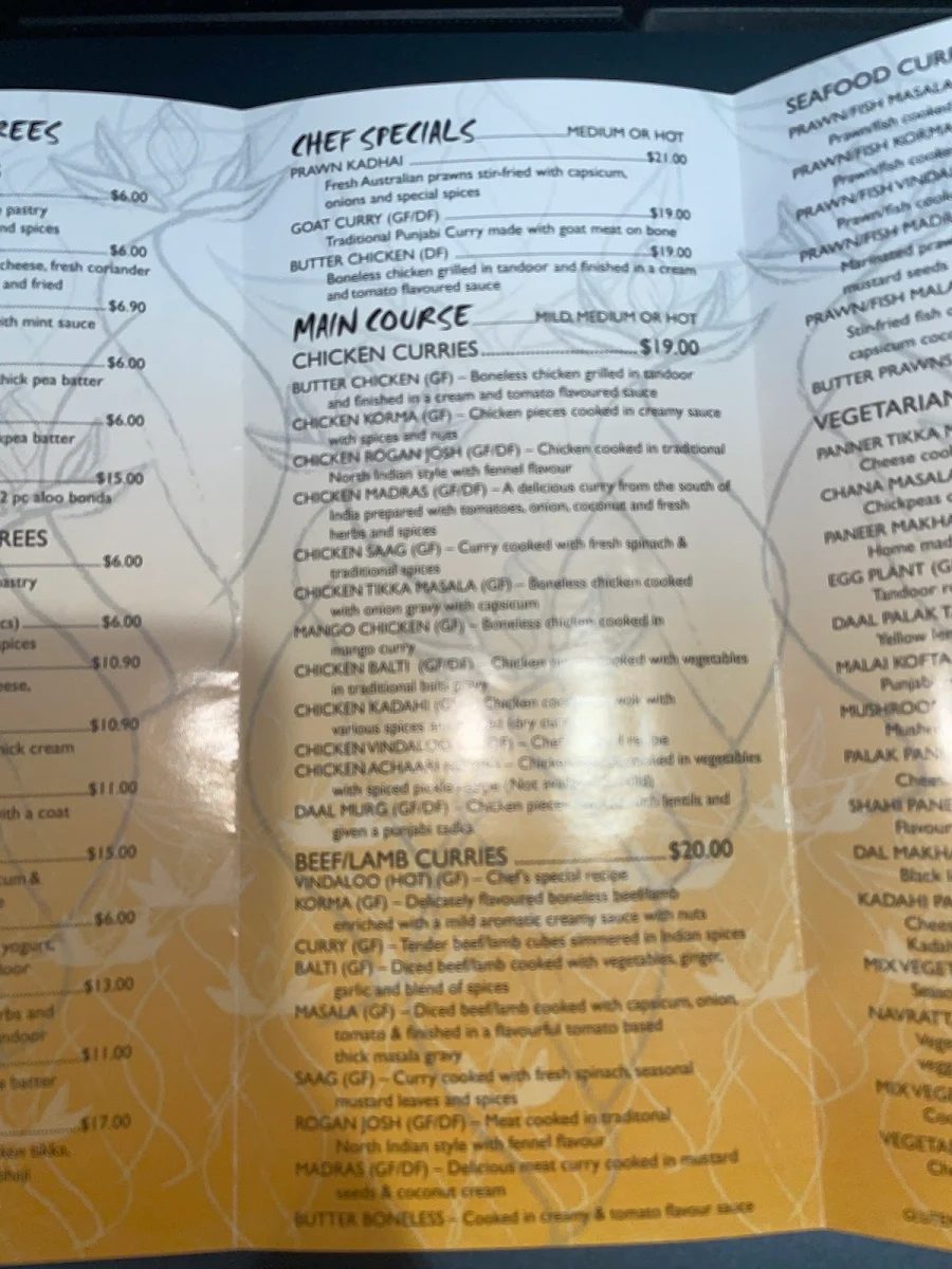 Menu, Choice of India Narangba