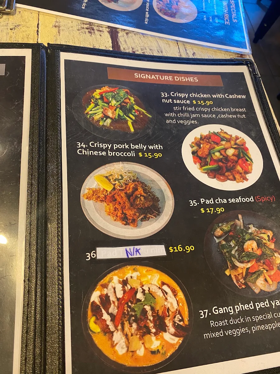 Menu, Chilli Home Thai
