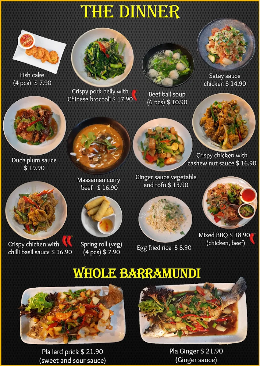Menu, Chilli Home Thai