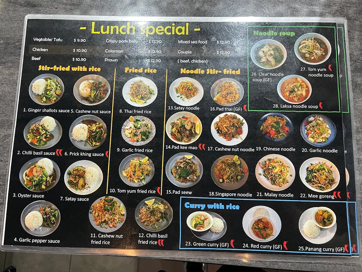 Menu, Chilli Home Thai