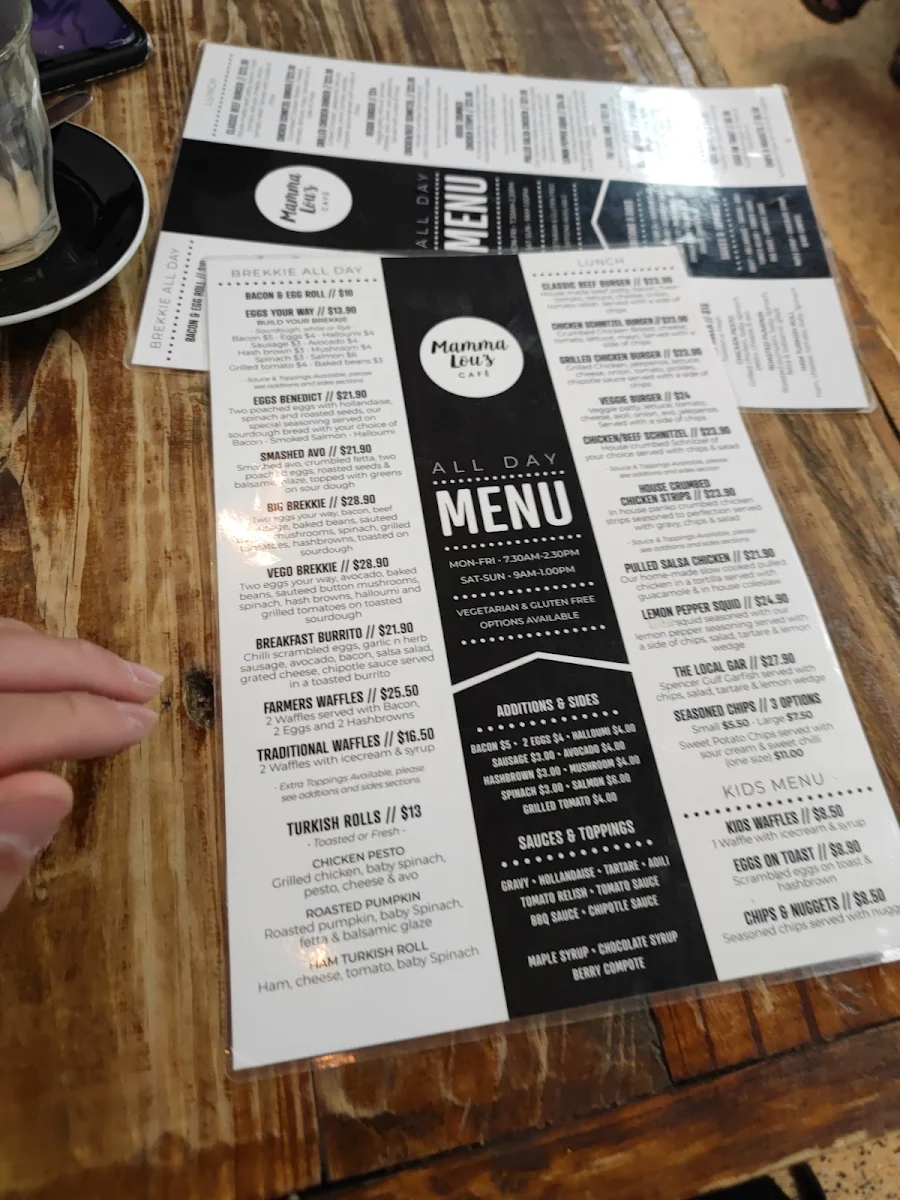 Menu, Mamma Lou's