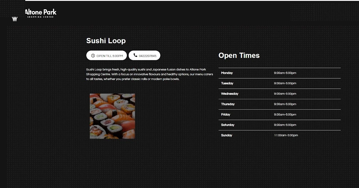 Menu, Sushi Loop