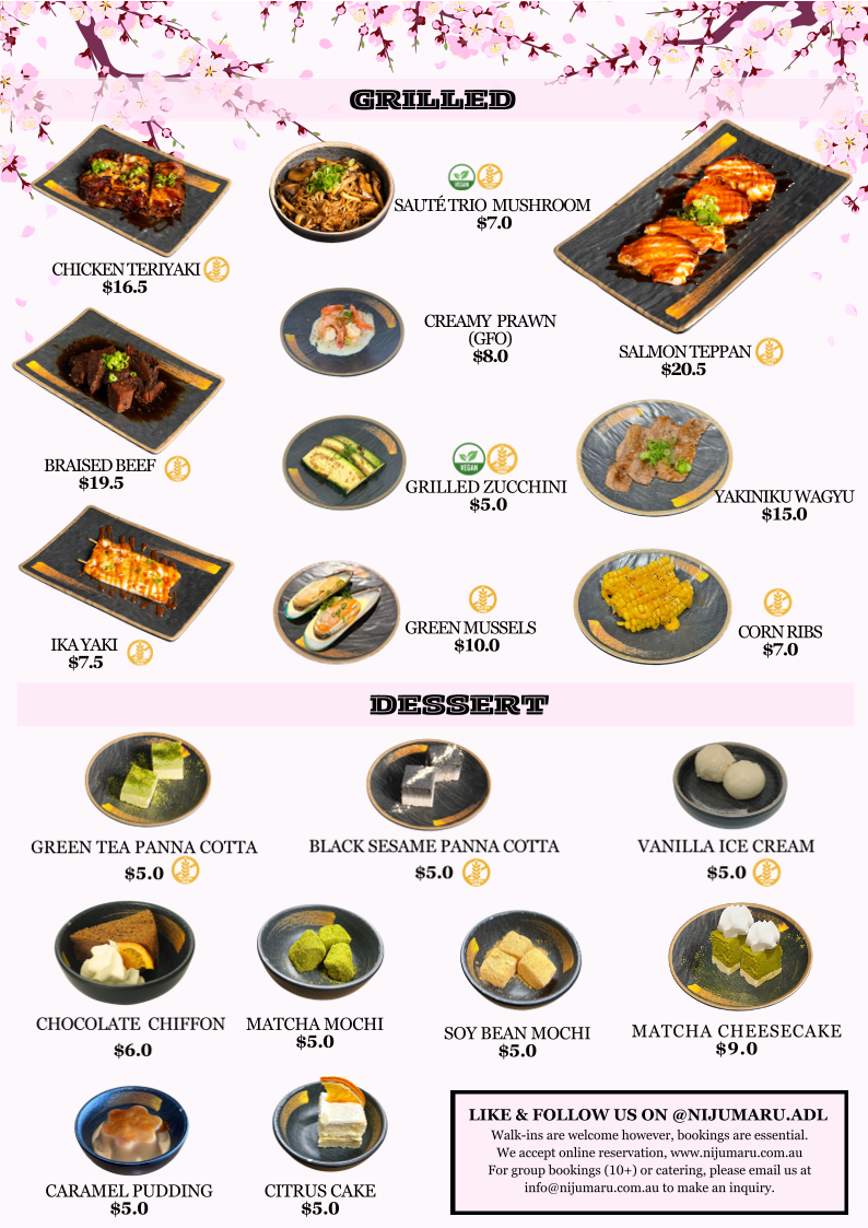 Menu, NIJUMARU North Park (Prospect)