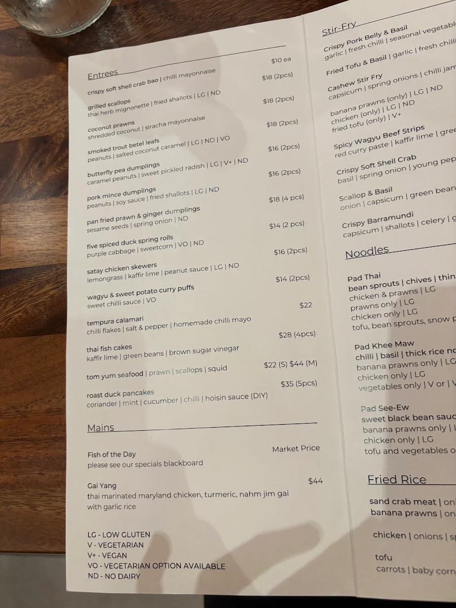 Menu, Jumbo Thai Restaurant & Bar