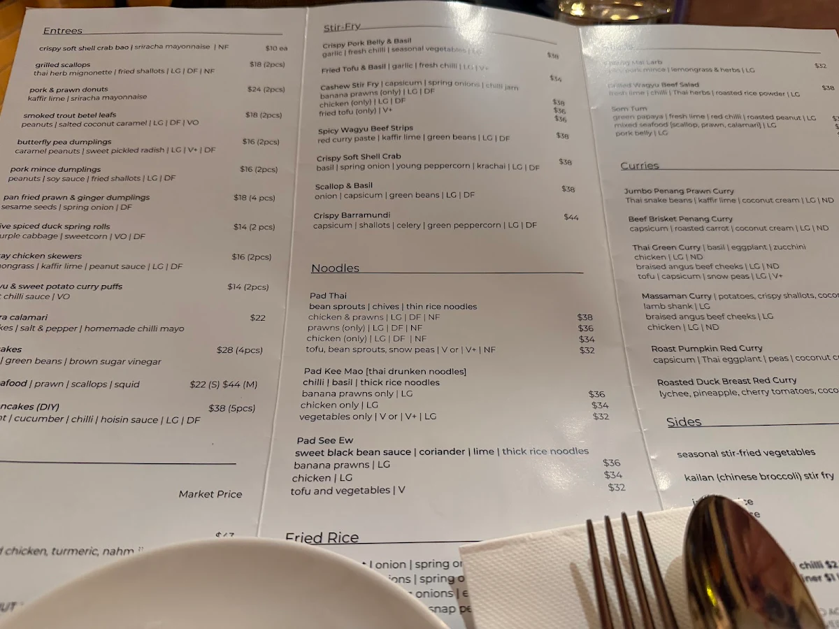 Menu, Jumbo Thai Restaurant & Bar